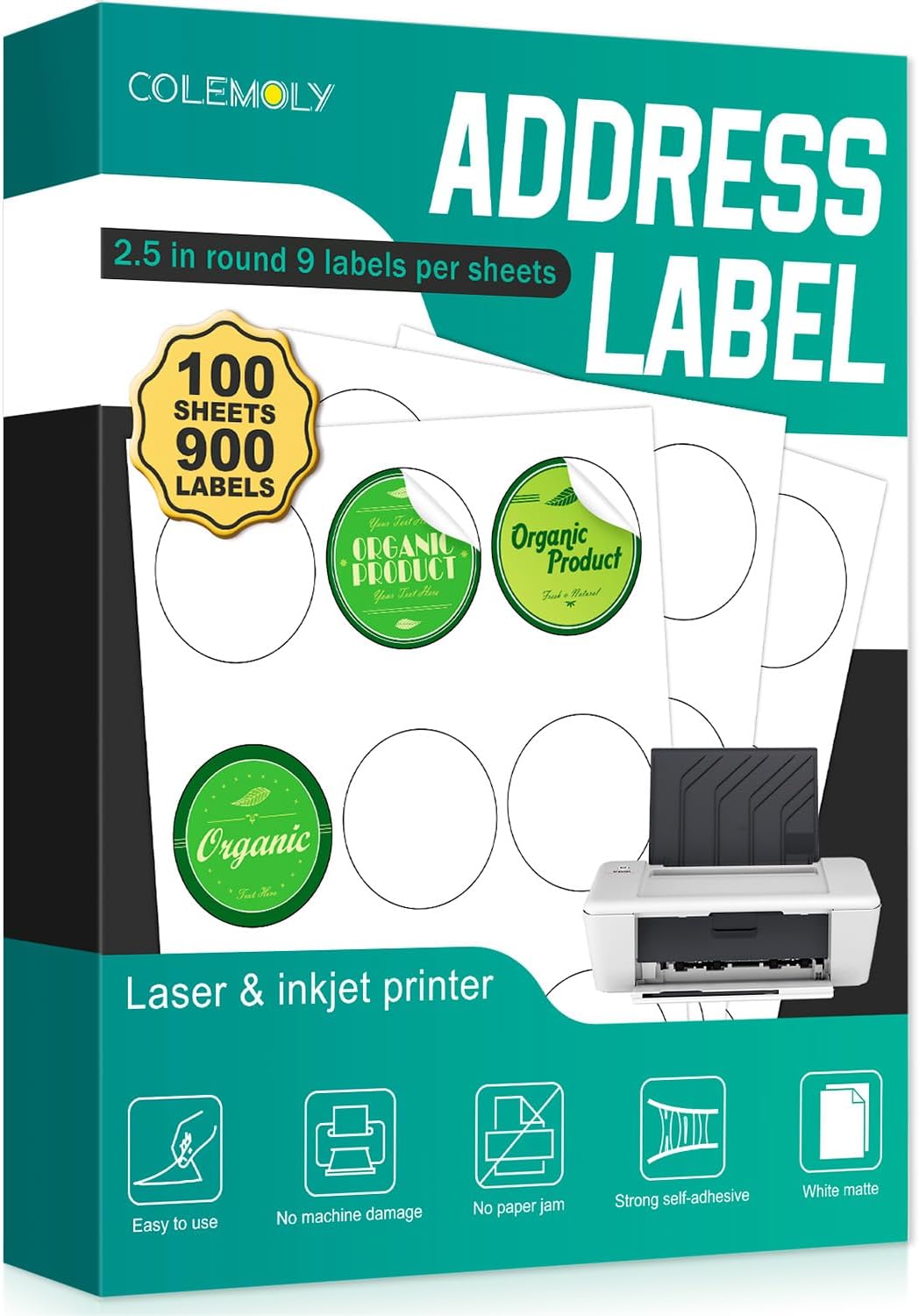 2.5" Round Colemoly Label / Sticker Template (9 per sheet)- INSTANT DOWNLOAD In 7 Formats